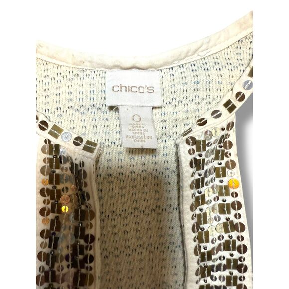Chico's Embellished Open Front Textured Knit Sweater Size 0 Women’s Small - Picture 3 of 9
